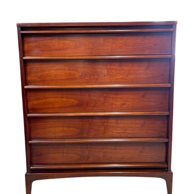 Mid Century Walnut &#8216;Rhythm&#8217; Collection Highboy Dresser by Lane Furniture, c. 1970