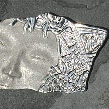 D'Molina ~ Mexican Sterling Silver Art Nouveau Womans Face Shard Pin / Brooch 