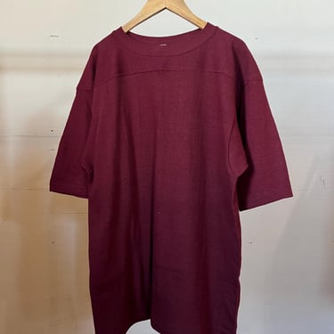 Med, Vintage Deadstock 1970s Health Knit Cotton Jersey T-shirt, Maroon, S 