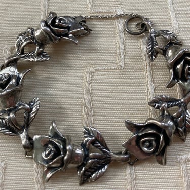 Sterling Silver Rose Bracelet 