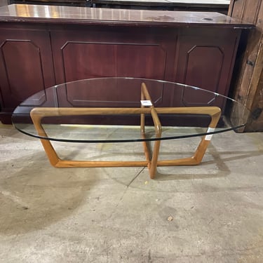 Mid-Century Modern Oval Glass Coffee Table