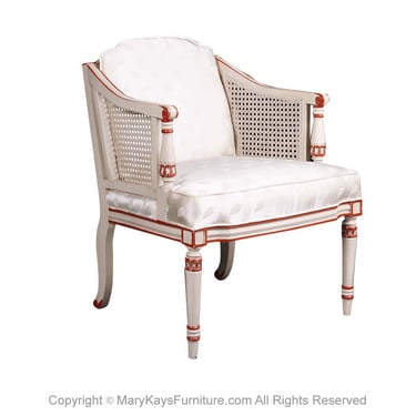 French Louis XVI Style Painted Bergere Armchair 