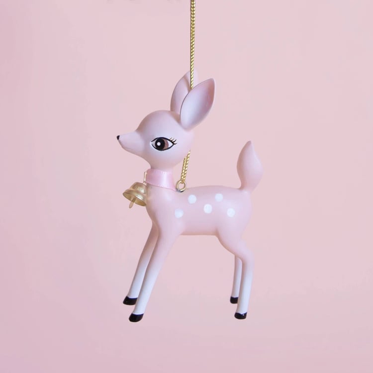 Retro Deer Ornament - Pink