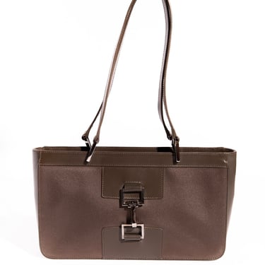 GUCCI 00s Olive + Silver Satin Jackie Tote