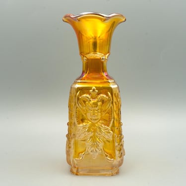 Imperial Drama Rubigold Carnival Glass Vase | Marigold Contemporary Iridescent 