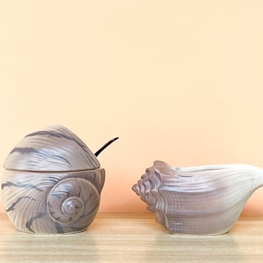 Japanese Conch Shell Creamer and Sugar Set