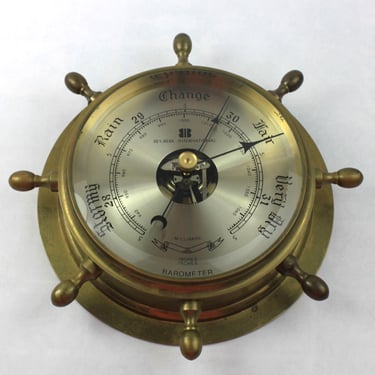 Bey Berk International Brass Ships Wheel Porthole Barometer SB402 