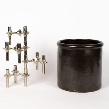 Modular Candle Holders and Ceramic Crock Atrb. to Ceasar Stoffi and Fritz Nagel