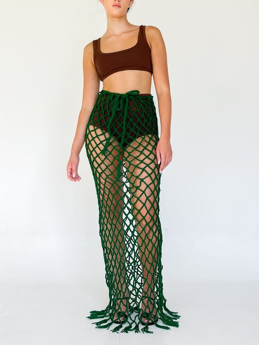 Green Crochet Mermaid Skirt (XS-XL)