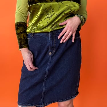 Y2K Short Dark Wash Denim Skirt, sz. 1X