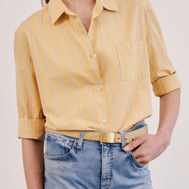Nili Lotan Striped Kristen Shirt in White & Yellow
