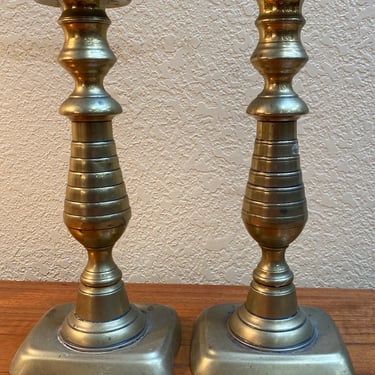 Item #DMC5 Pair of Antique &#8220;Beehive&#8221; Bronze Candle Holders c.1900