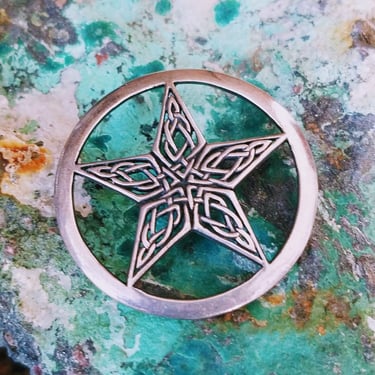 Sterling Star Pendant~Celtic Star in Circle~Sterling Silver 925~Oxidized Silver~18