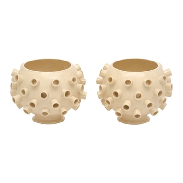 Italian Ivory Ceramic Pair of Vases