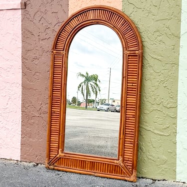 Old Florida Arch Rattan Mirror