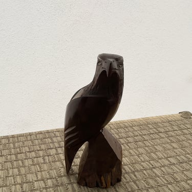 Hand Carved Iron wood Bald Eagle