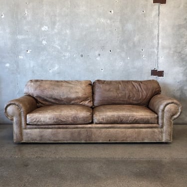 Vintage Style Distressed Leather Sofa