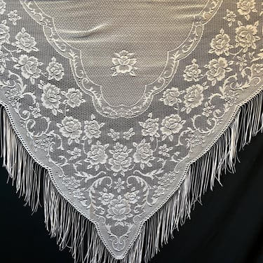 white lace shawl floral lacy gypsy wrap fringed bohemian festival fashion 