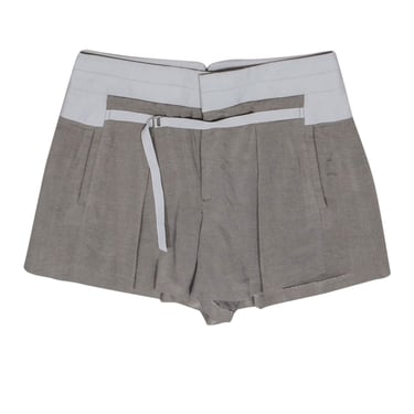 Helmut Lang - Grey High Waisted “Conch” Shorts w/ Belt Detail Sz 6