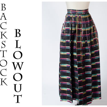 4 Day Backstock SALE - Small - Bold 1950s Vintage Taffeta Skirt in Rainbow Plaid - Item #31 