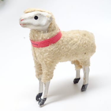 Antique 1930's German 3 1/4 Inch Wooly Sheep, for Putz or Christmas Nativity, Vintage Farm Lamb 
