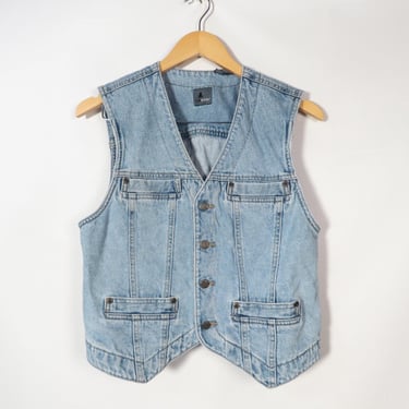 Vintage 90s Light Wash Denim Vest Size M 