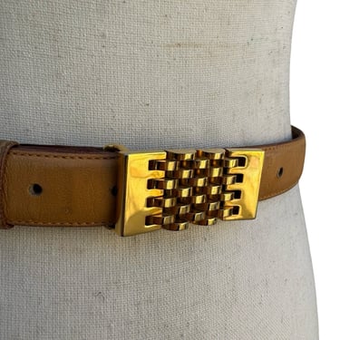 Alan Austin Vintage Red Italian Leather Belt Rhinestone  display picture 2