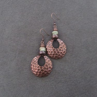 Hammered copper and turquoise earrings 