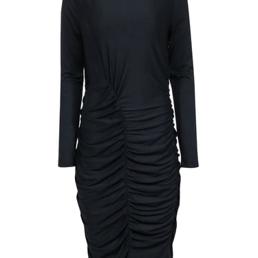 Me & Em - Black Long Sleeve Ruched Midi Length Dress Sz 12