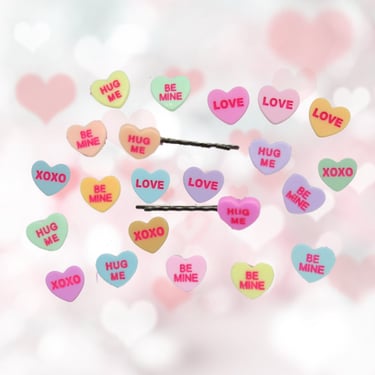 Candy Heart Hair Clip - Conversation Hearts Valentine's Day Barrette 