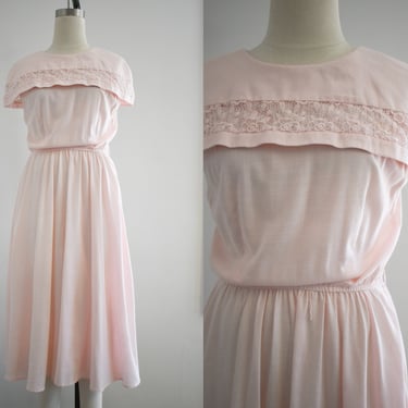1980s/90s Pink Caped Shoulder Midi Dress 