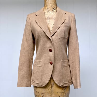 Vintage 1970s Camel Hair Jacket, 70s Classic Wool Blazer, Ivy League Preppy Style, Small 34 Bust 