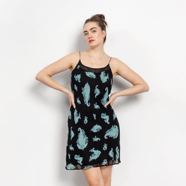 Spaghetti Straps MINI SUMMER Sun Spring Picnic Dress Floral Scoop Neck / Medium / Large 
