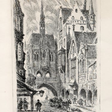 Unknown Artist, Chicago Street Scene, Etching with Aquatint by Holmes Engraving Co. 