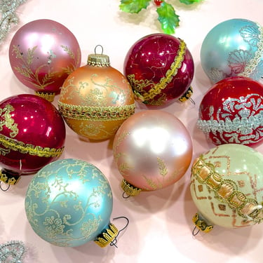 VINTAGE: 9pc - Glass Ornaments - Mercury Ornaments - Christmas Holiday Xmas - Decorations - Crafts 