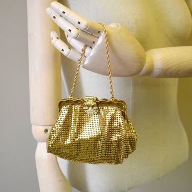 1930s/40s Whiting and Davis Gold Metal Mesh Purse 