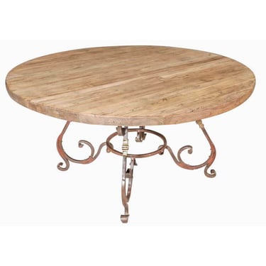 Iron Table with Teak Wood Top