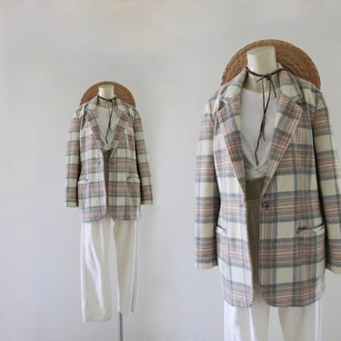 muted plaid wool jacket - s 