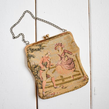 Vintage Tapestry Colonial Scene Purse 