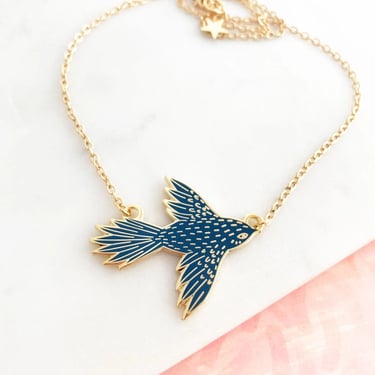 BNBF Flying Bird Enamel Necklace