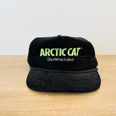 Vintage 1980s Arctic Cat Snowmobiles Corduroy Snapback Hat Cap 