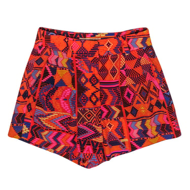 Mara Hoffman - Orange &amp; Multicolor Printed High Waisted Shorts Sz 0