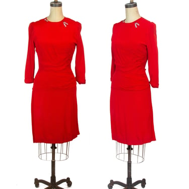 1950s Dress ~ Red Wiggle Bombshell Sexy Secretary Dress 