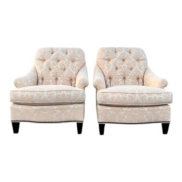 Tufted Back Taylor King Club Chairs - a Pair 