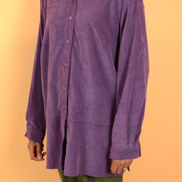Reclaimed Violet Purple Extended Button Down Shirt Jacket / XXL 2X Oversize 