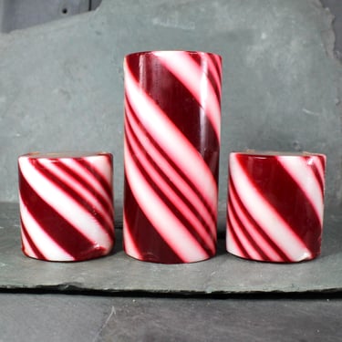 Candy Cane Candles | Set of 3 Pillar Candles | Vintage Christmas Candles | Bixley Shop 