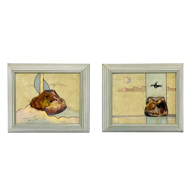 #1178 Pair of Southwest Mixed Media Art by Gere Leeds