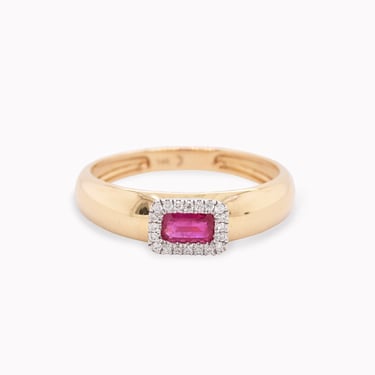 Ruby &amp; Diamond Halo Domed Ring