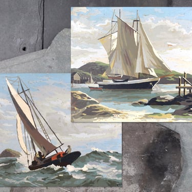 Vintage Paint by Numbers Seascapes | Mid-Century Paint by Numbers | Nautical/Sailing Paintings | Your Choice of Scenes 