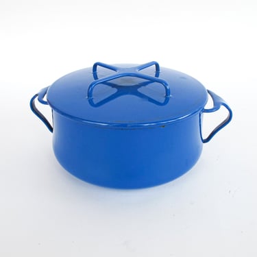 Midcentury Blue Small Dansk French Cook Pot with Lid 
